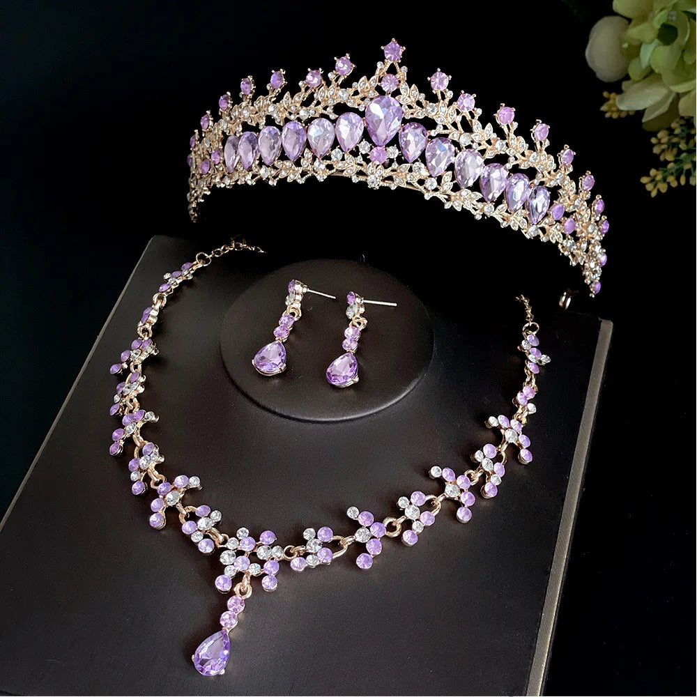 Women's Zinc Alloy Water Drop Bridal Wedding Crown Jewelry Sets