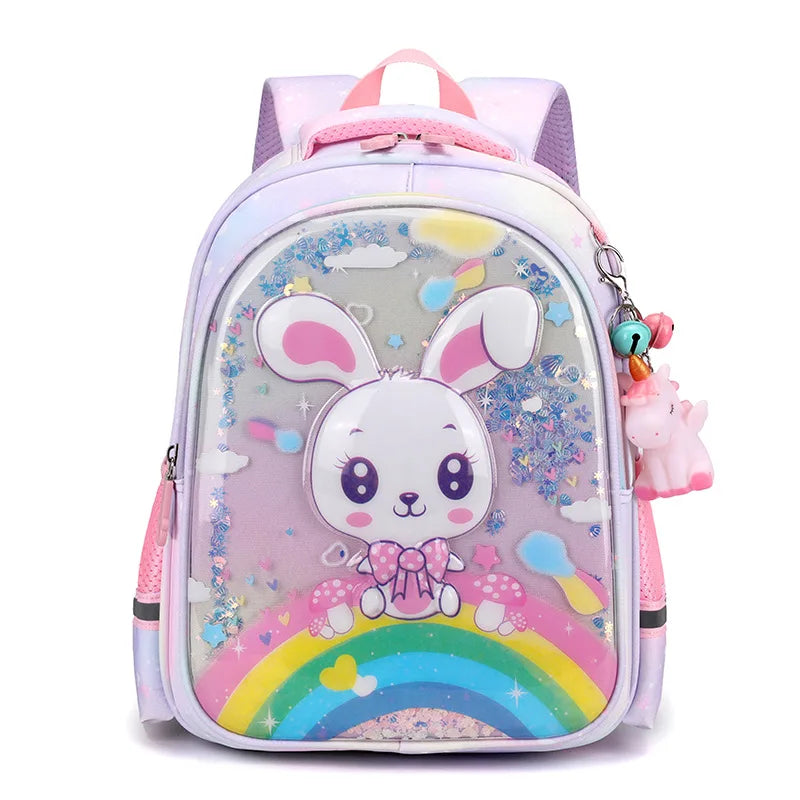 Kid's Girl Polyester Zipper Closure Waterproof School Backpack