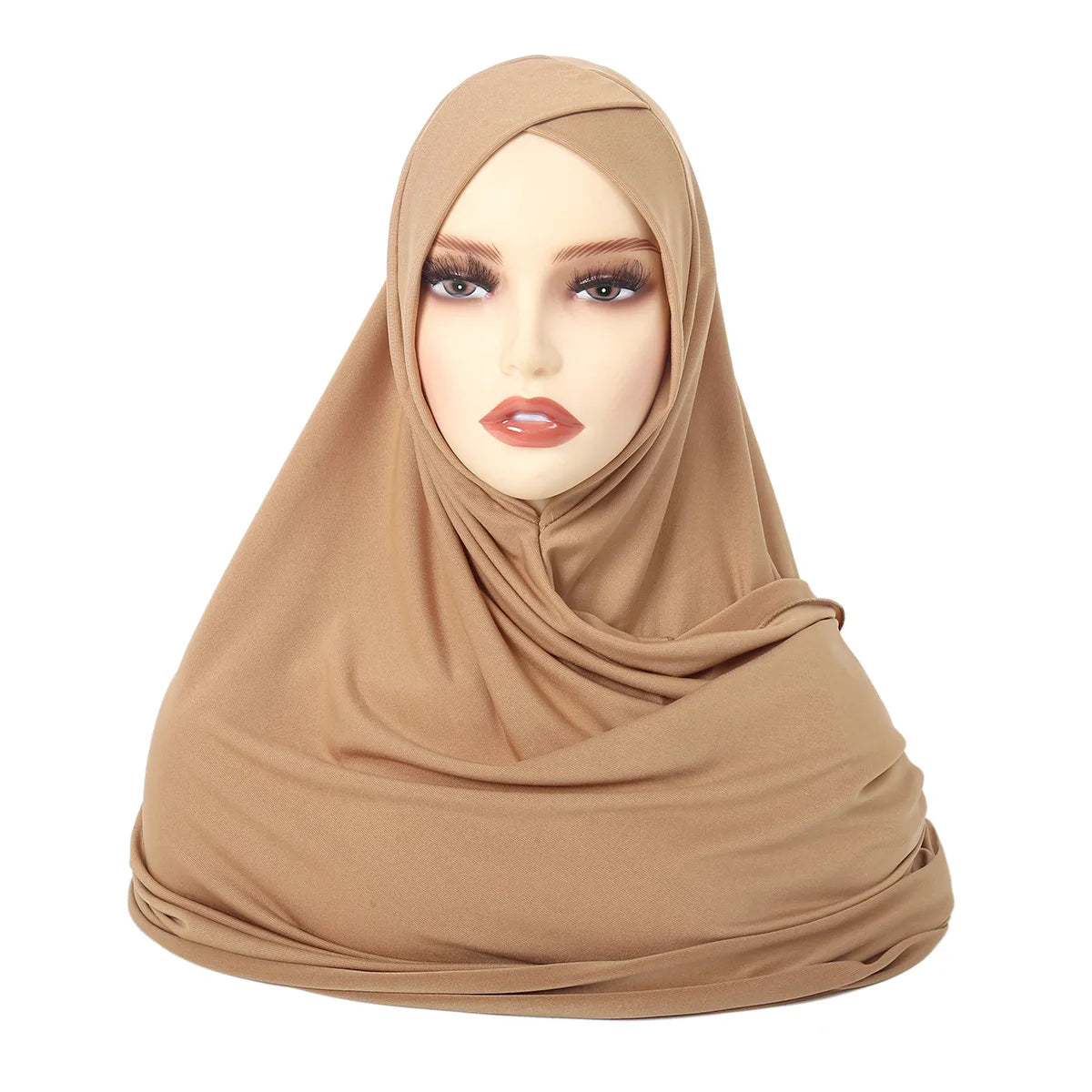 Women's Arabian Polyester Head Wrap Solid Pattern Elegant Hijabs