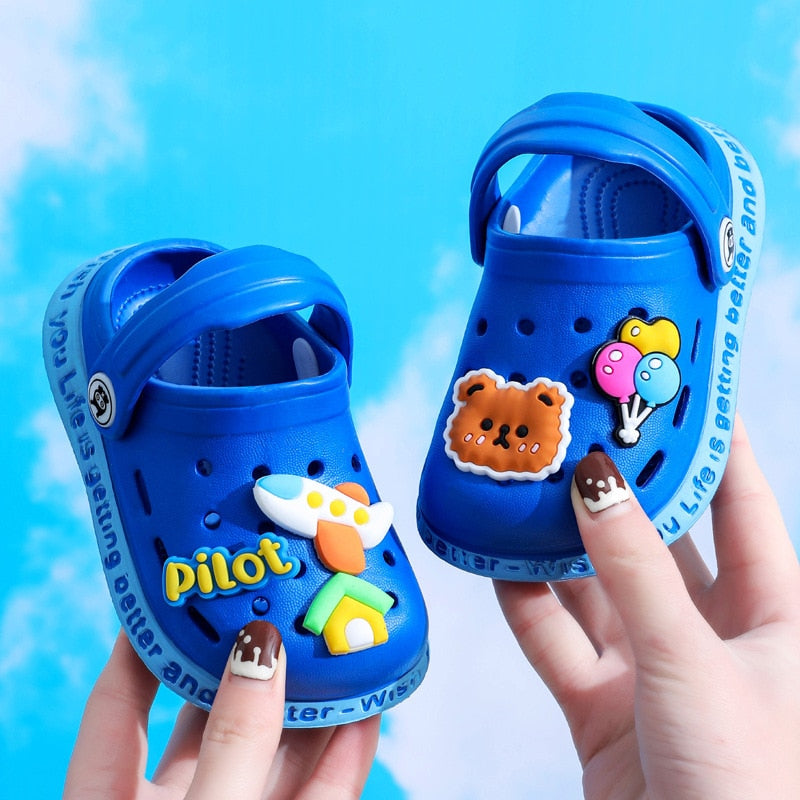 Kid's Rubber Round Toe Breathable Cartoon Pattern Beach Sandals