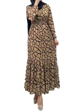 Women's Arabian Polyester Full Sleeves Printed Casual Dress