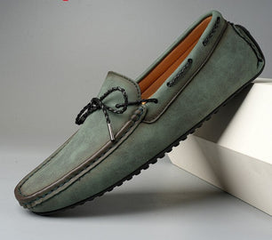 Men's Genuine Leather Round Toe Slip-On Closure Casual Wear Shoes