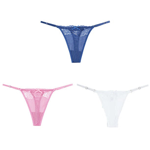 Women's 3 Pcs Spandex Low Waist Breathable Lace Pattern Panties