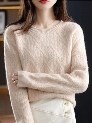 Women's Acrylic O-Neck Long Sleeves Knitted Casual Sweaters