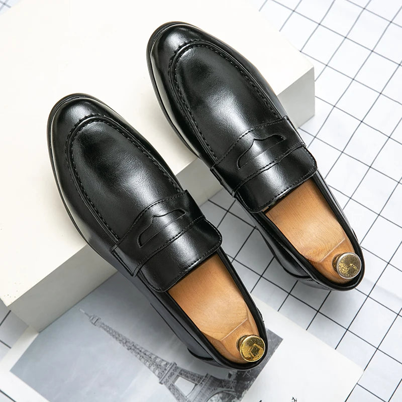 Men's Microfiber Pointed Toe Slip-On Closure Formal Wedding Shoes