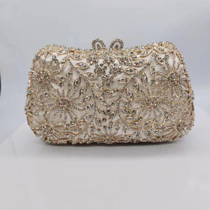 Women's Metallic Hasp Closure Rhinestone Pattern Wedding Clutch