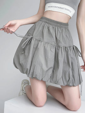 Women's Polyester Elastic High Waist Pleated Pattern Casual Skirts