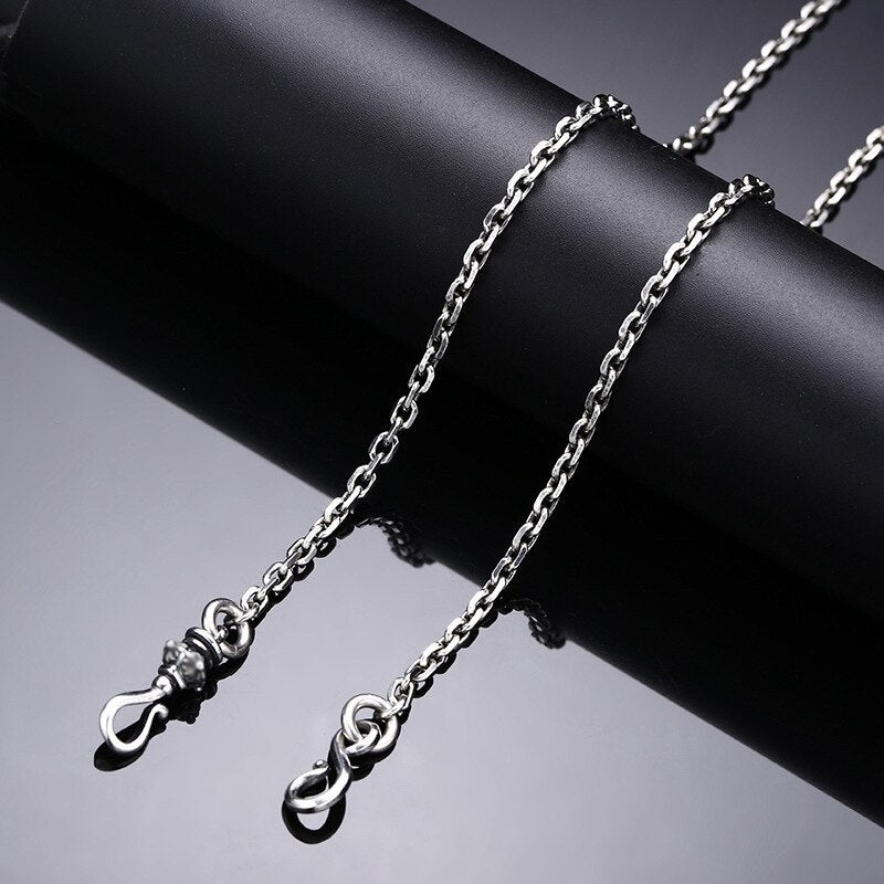 Men's 100% 925 Sterling Silver Link Chain Cross Pattern Necklace