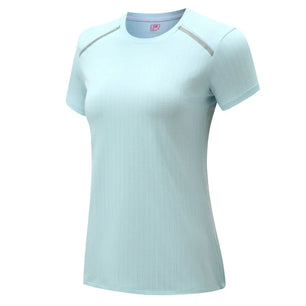 Women's Polyester Short Sleeve Breathable Plain Pattern Yoga Shirt