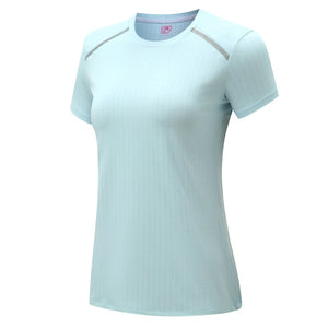 Women's Polyester O-Neck Short Sleeves Fitness Yoga Workout Top