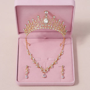 Women's Zinc Alloy Water Drop Bridal Wedding Crown Jewelry Sets