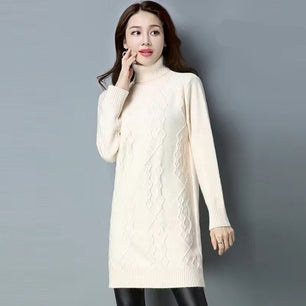 Women's Acrylic Turtleneck Full Sleeves Pullover Knitwear Sweater