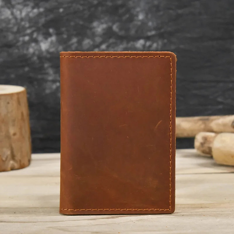 Men's Genuine Leather Solid Pattern Card Holder Trendy Wallets