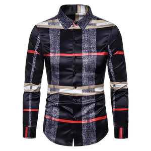 Men's Polyester Turn-Down Collar Long Sleeve Formal Wedding Shirt