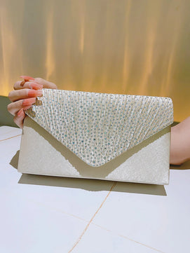 Women's Polyester Hasp Closure Sequined Pattern Wedding Clutch