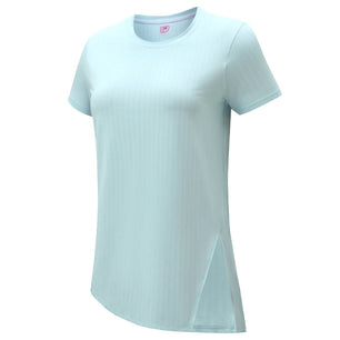 Women's Polyester Short Sleeve Breathable Plain Pattern Yoga Shirt