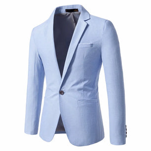 Men's Polyester Notched Collar Long Sleeve Single Button Blazer