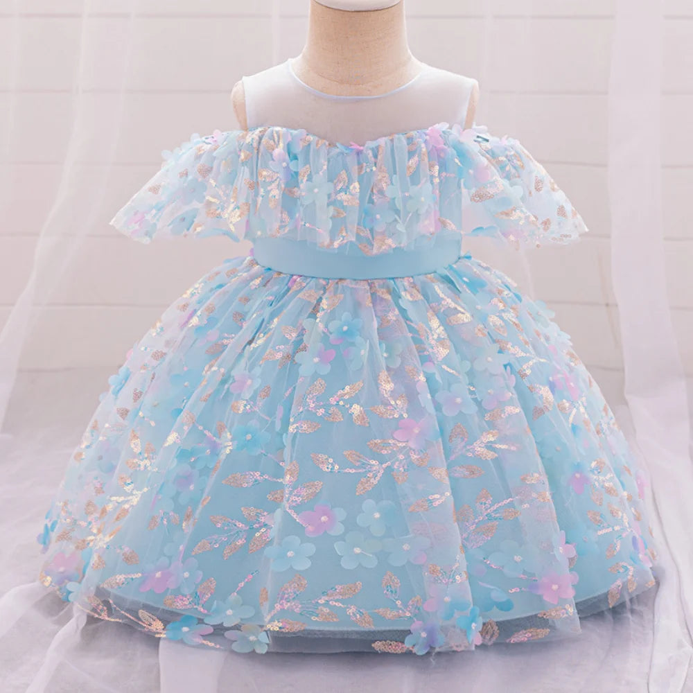 Baby Girl's Polyester Sleeveless Floral Pattern Princess Dress