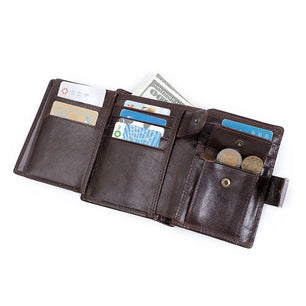 Men's Genuine Leather Card Holder Solid Pattern Trendy Wallets