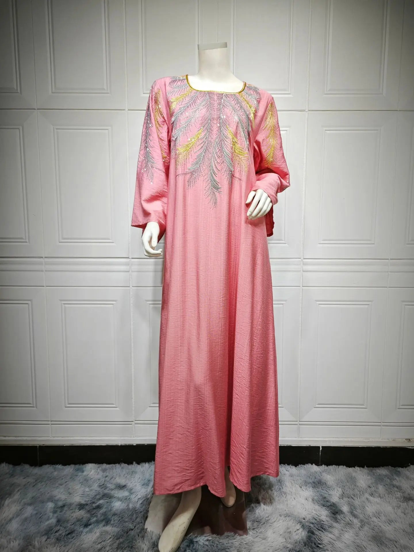 Women's Arabian Polyester Full Sleeve Embroidery Pattern Dress