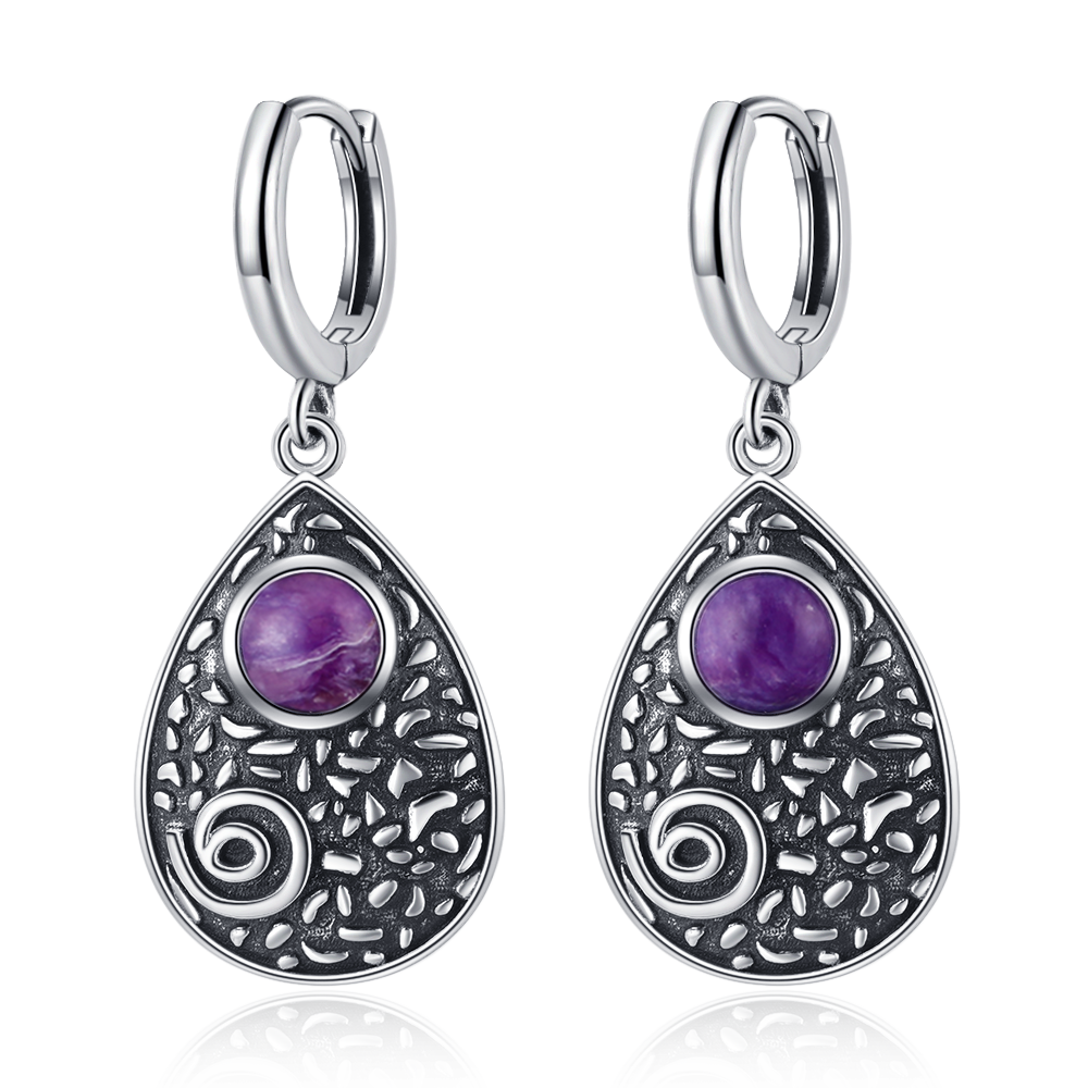 Women's Tibetan Silver Semi-Precious Stone Geometric Earrings