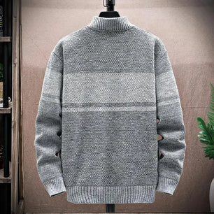 Men's Wool Stand Collar Full Sleeves Zipper Closure Casual Sweater