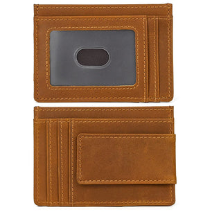 Men's Genuine Leather Solid Pattern Card Holder Trendy Wallets