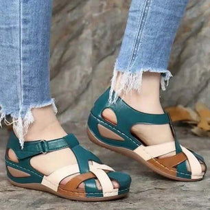 Women's PU Round Toe Hook Loop Closure Casual Wear Sandals