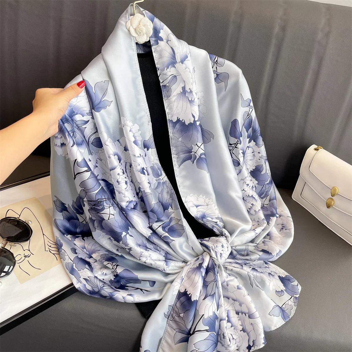 Women's Silk Neck Wrap Printed Pattern Trendy Beach Scarves