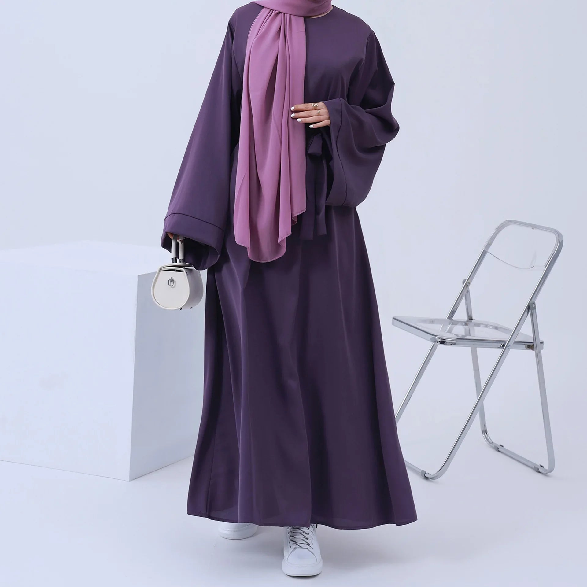 Women's Arabian Polyester Full Sleeve Solid Pattern Casual Abaya