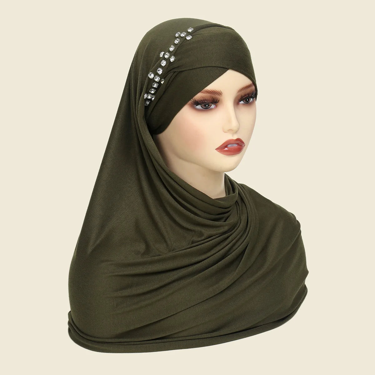 Women's Arabian Polyester Head Wrap Rhinestone Elegant Hijabs