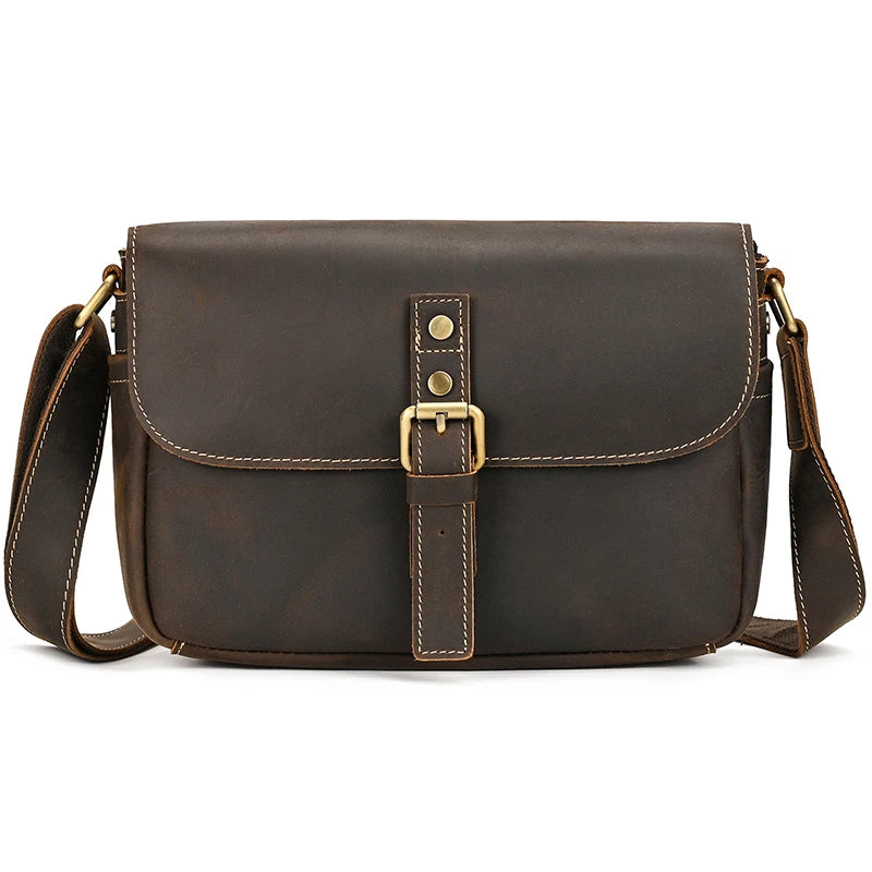 Men's Genuine Leather Solid Pattern Crossbody Casual Shoulder Bag