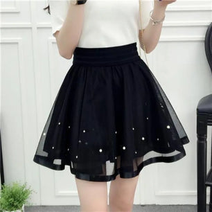 Women's Mesh High Waist Sequined Pattern Casual Wear Mini Skirts