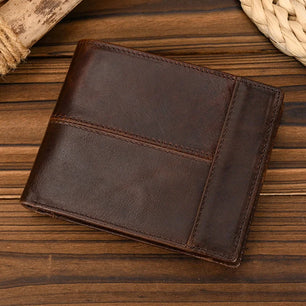 Men's Genuine Leather Card Holder Solid Pattern Trendy Wallets