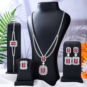 Women's Copper Cubic Zirconia Wedding Geometric Jewelry Set