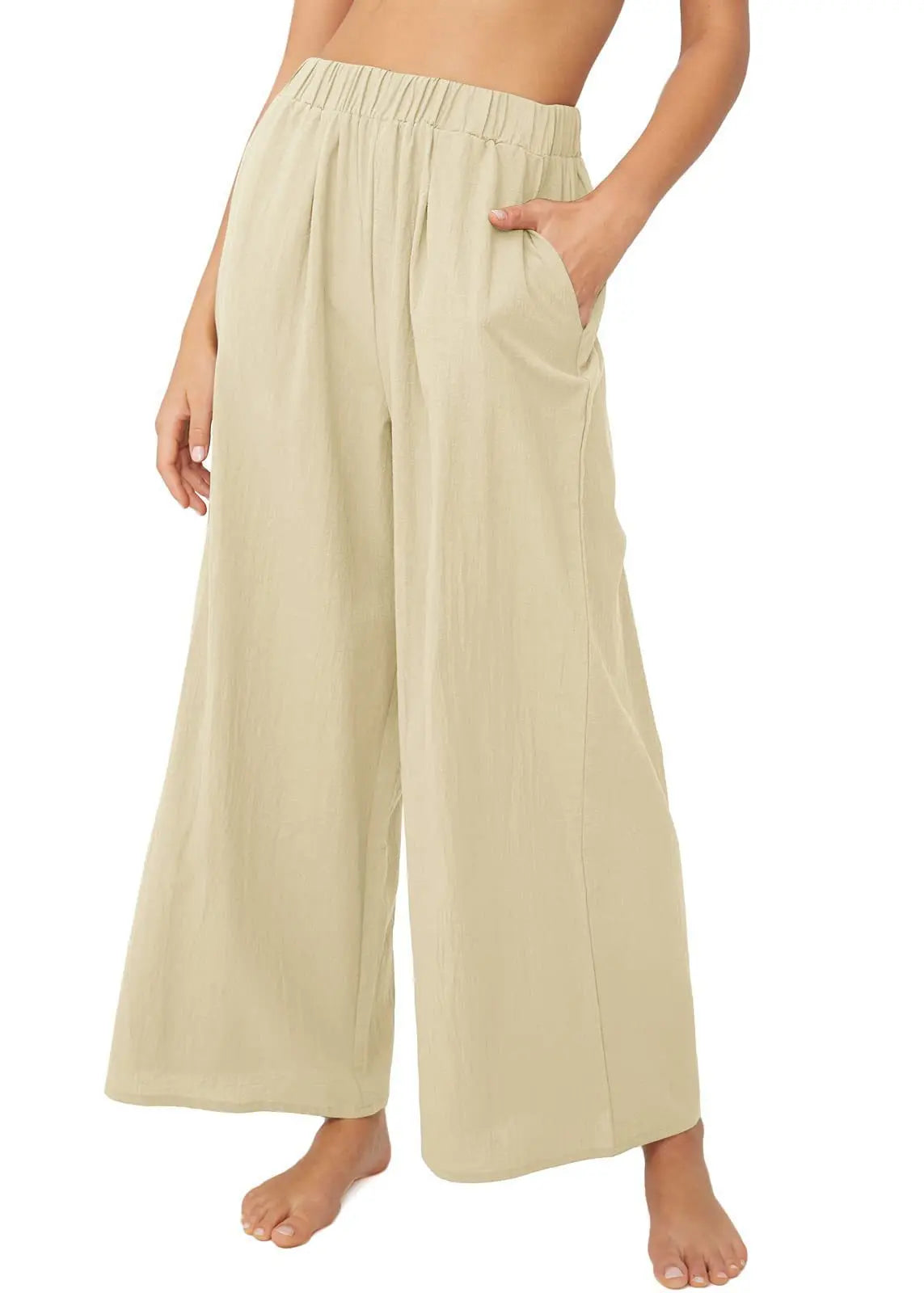 Women's Polyester Elastic Closure High Waist Casual Wear Trousers