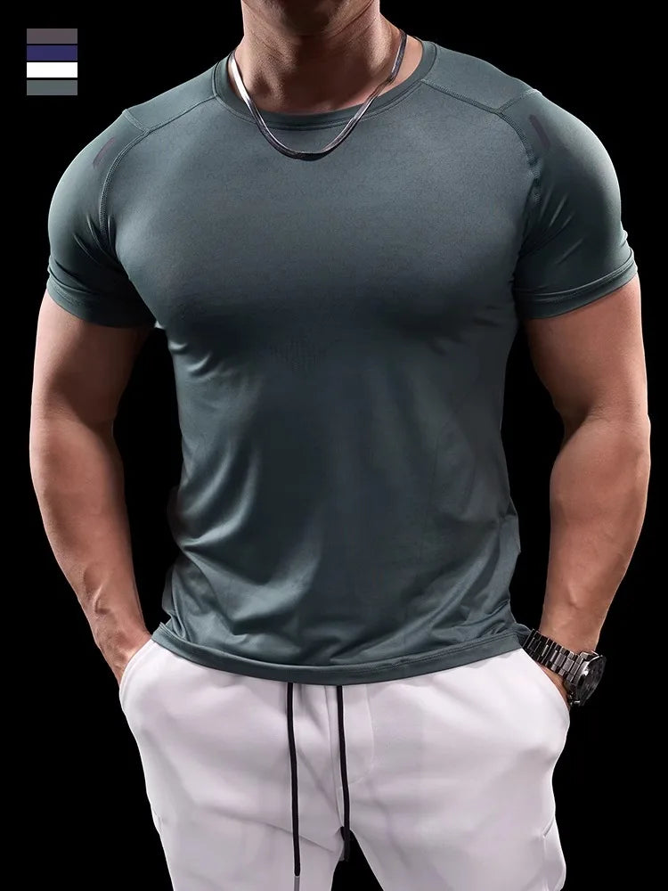 Men's Polyester Short Sleeve Pullover Closure Sportswear T-Shirt