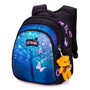 Kid's Nylon Waterproof Zipper Closure Printed School Backpack