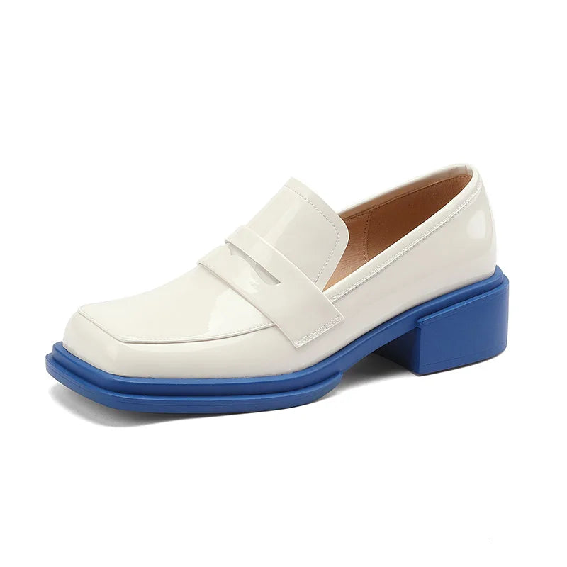 Women's Genuine Leather Square Toe Slip-On Closure Casual Shoes