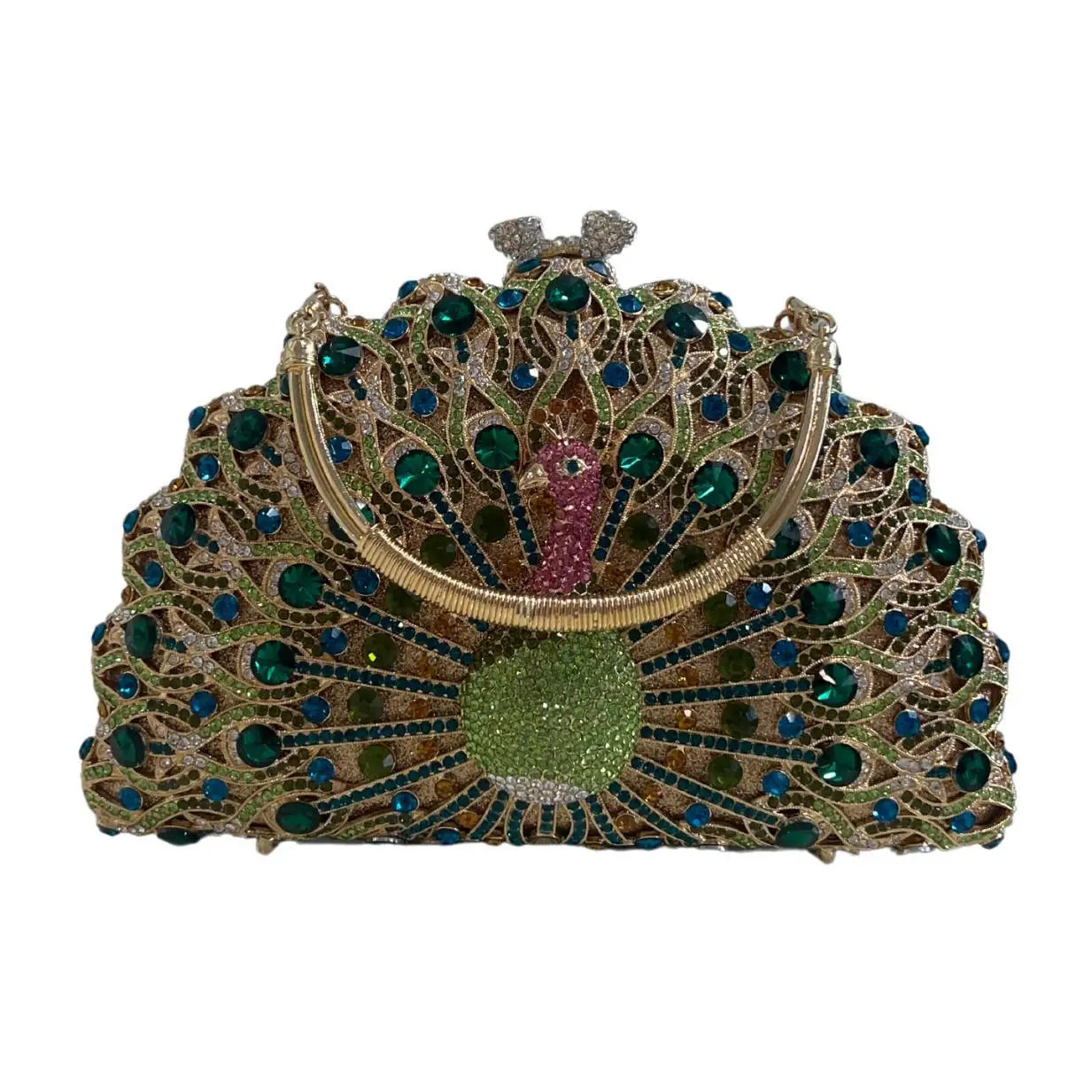 Women's Metallic Hasp Closure Peacock Pattern Wedding Clutch