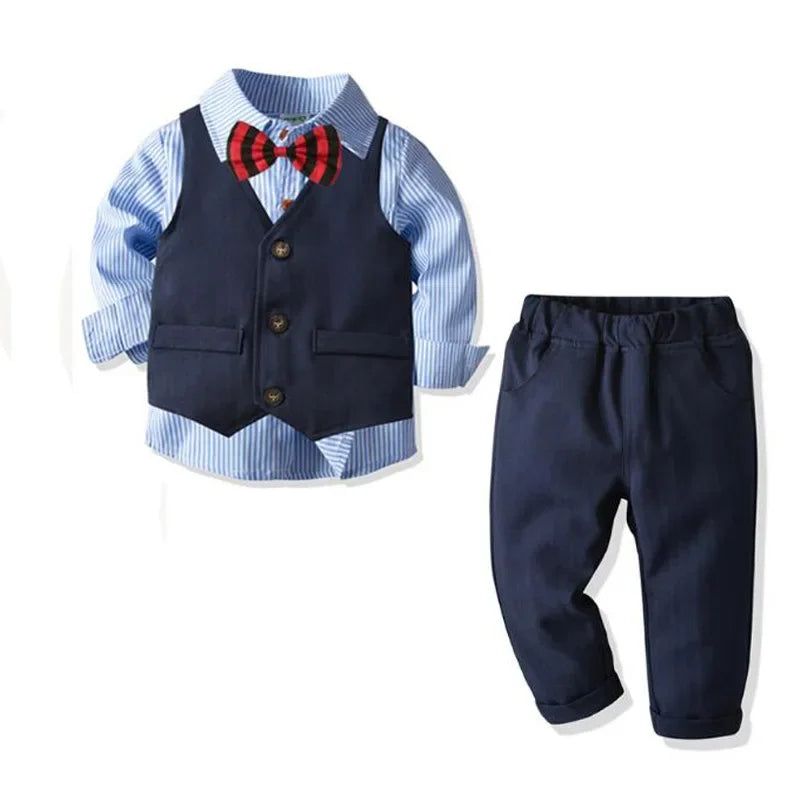 Kid's Cotton Long Sleeves Single Breasted Closure Formal Clothes