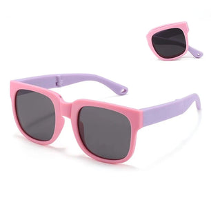 Kid's Plastic Titanium Frame Polaroid Lens Round UV400 Sunglasses