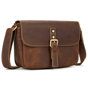 Men's Genuine Leather Solid Pattern Crossbody Casual Shoulder Bag