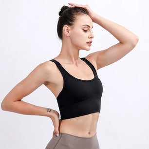 Women's Nylon Square-Neck Sleeveless Fitness Yoga Workout Top