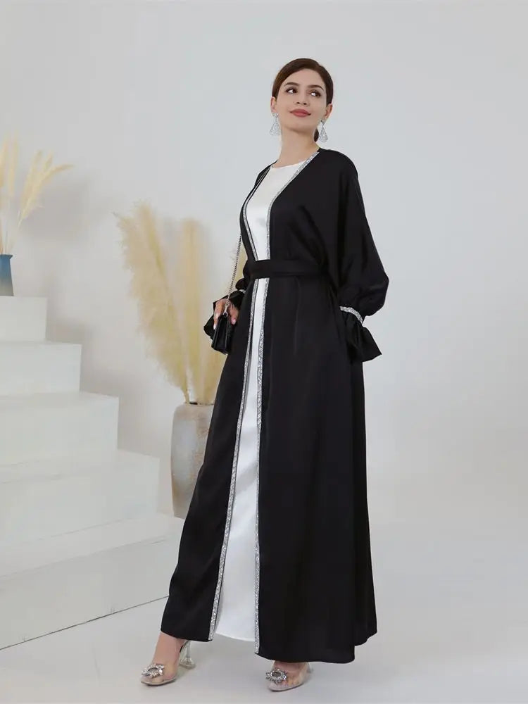 Women's Arabian V-Neck Polyester Full Sleeve Plain Pattern Abaya