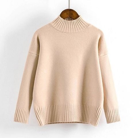 Women's Mock Neck Acrylic Full Sleeves Casual Wear Pullover Sweater