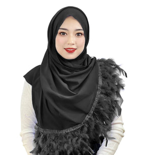 Women's Arabian Polyester Head Wrap Feather Pattern Elegant Hijabs