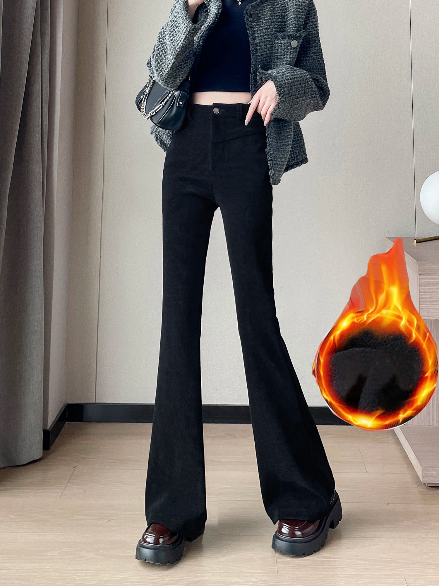 Women's Cotton High Waist Elastic Closure Casual Wear Trousers