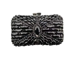 Women's Metallic Hasp Closure Rhinestone Pattern Wedding Clutch