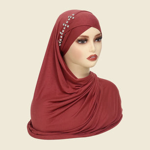 Women's Arabian Polyester Headwear Rhinestone Casual Hijabs